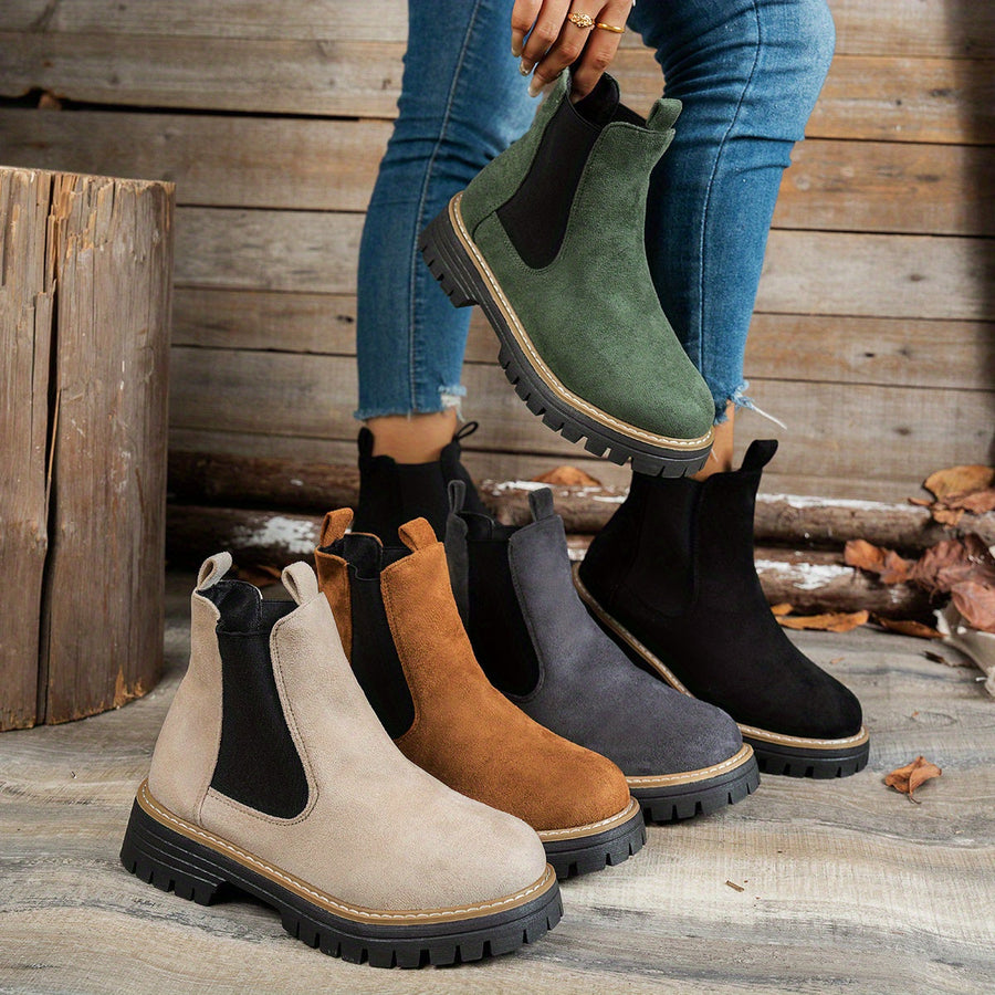 Dames-Chelsea boots met grove zool en elastische inzetstukken