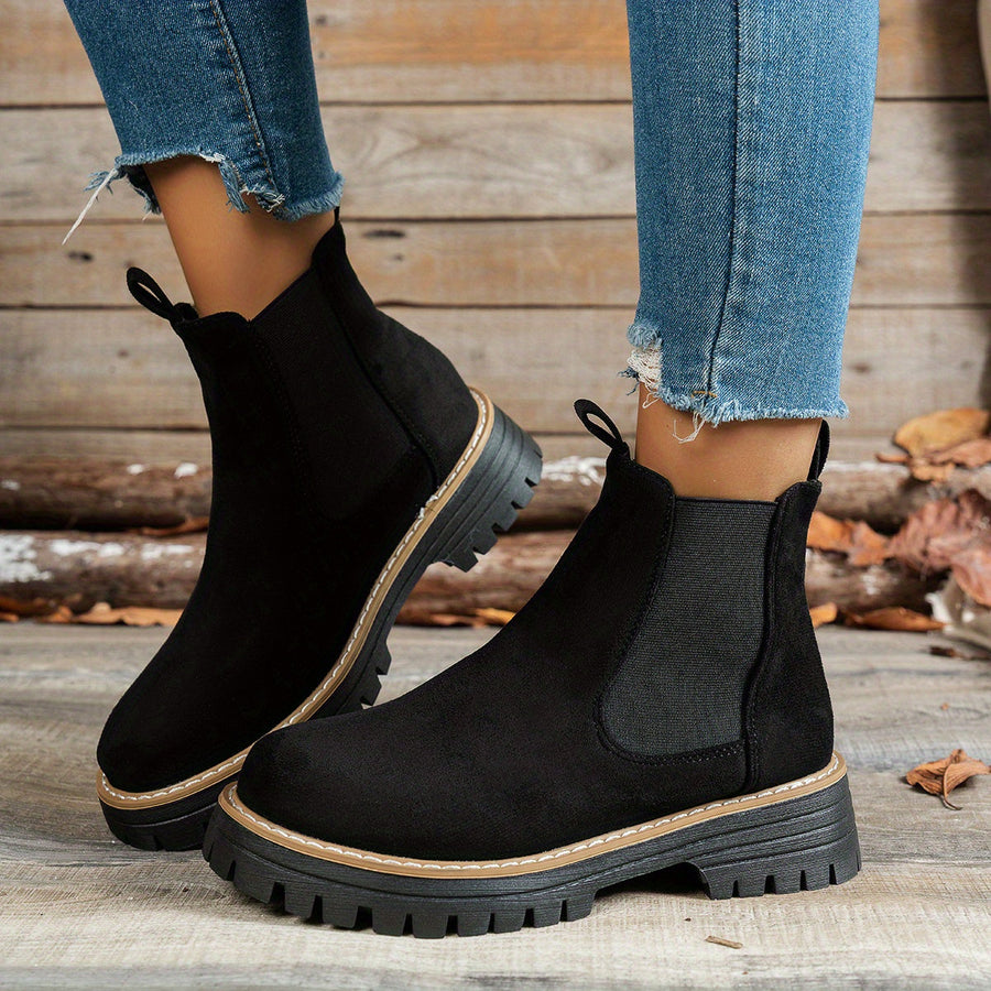 Dames-Chelsea boots met grove zool en elastische inzetstukken