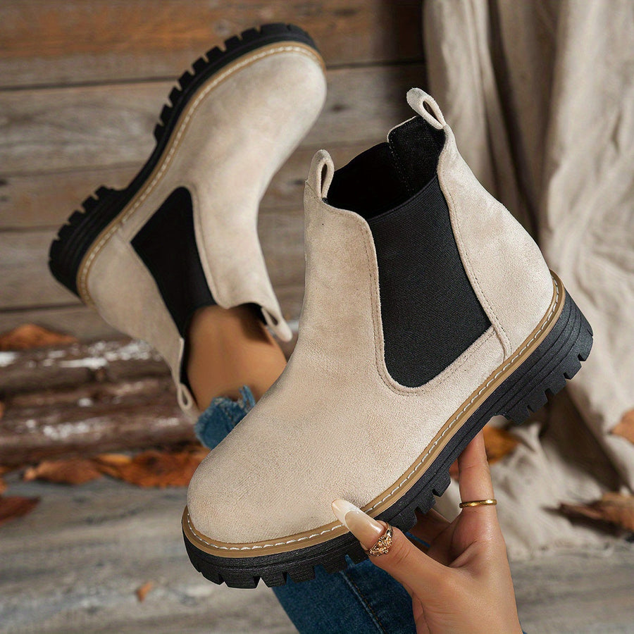Dames-Chelsea boots met grove zool en elastische inzetstukken
