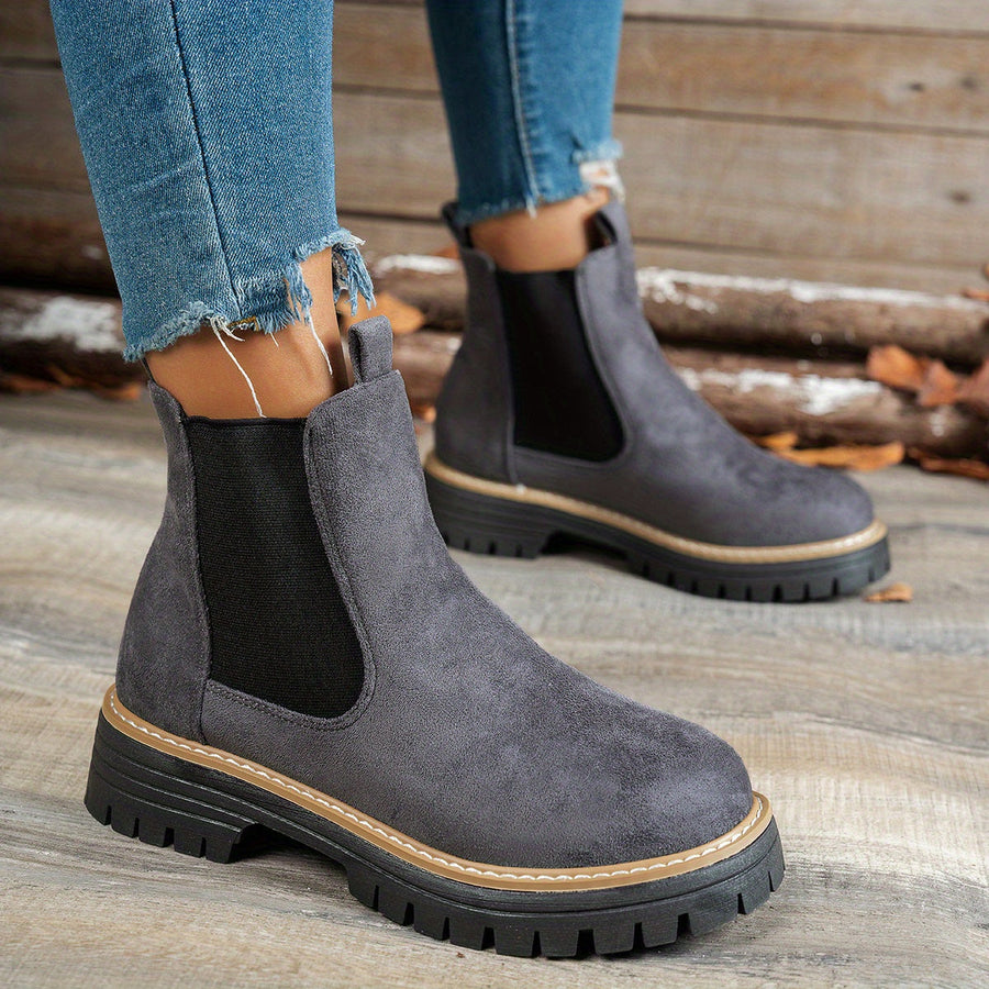 Dames-Chelsea boots met grove zool en elastische inzetstukken