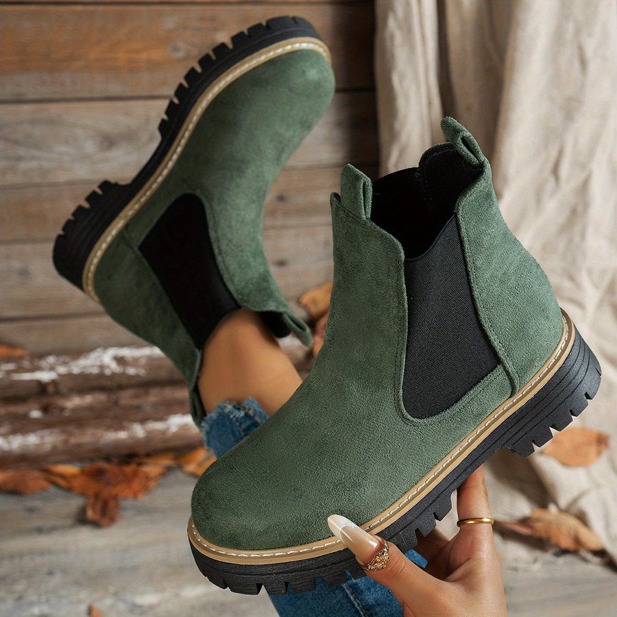 Dames-Chelsea boots met grove zool en elastische inzetstukken