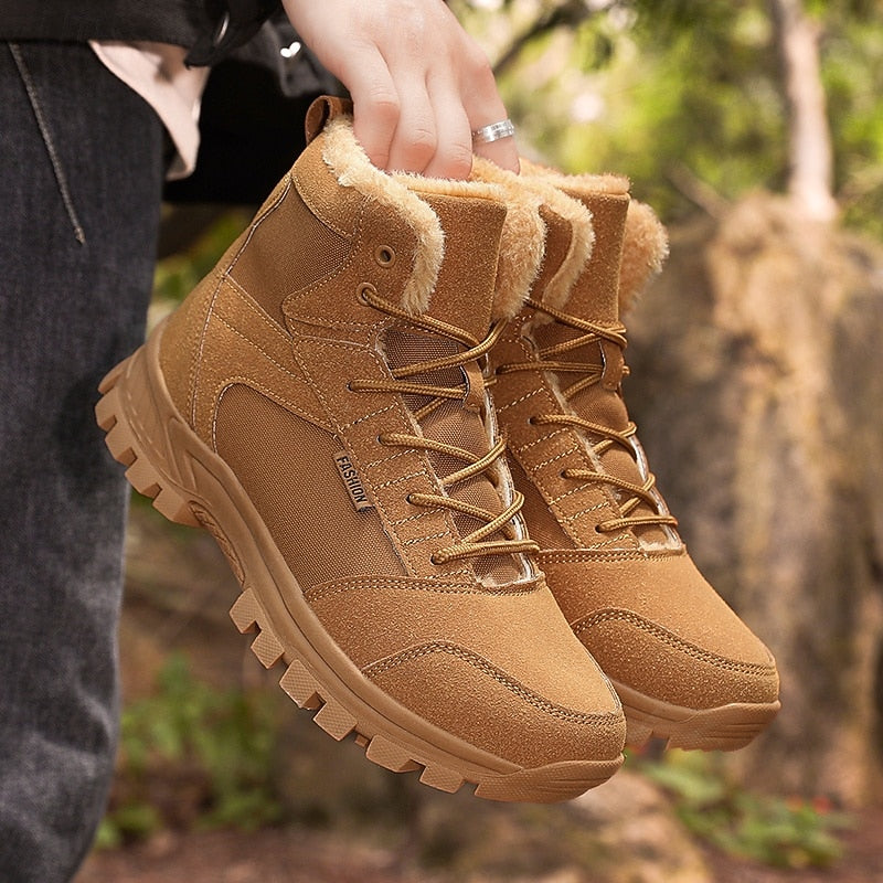 Uniseks winterlaarzen, gevoerd, outdoor schoenen met profielzool en vetersluiting