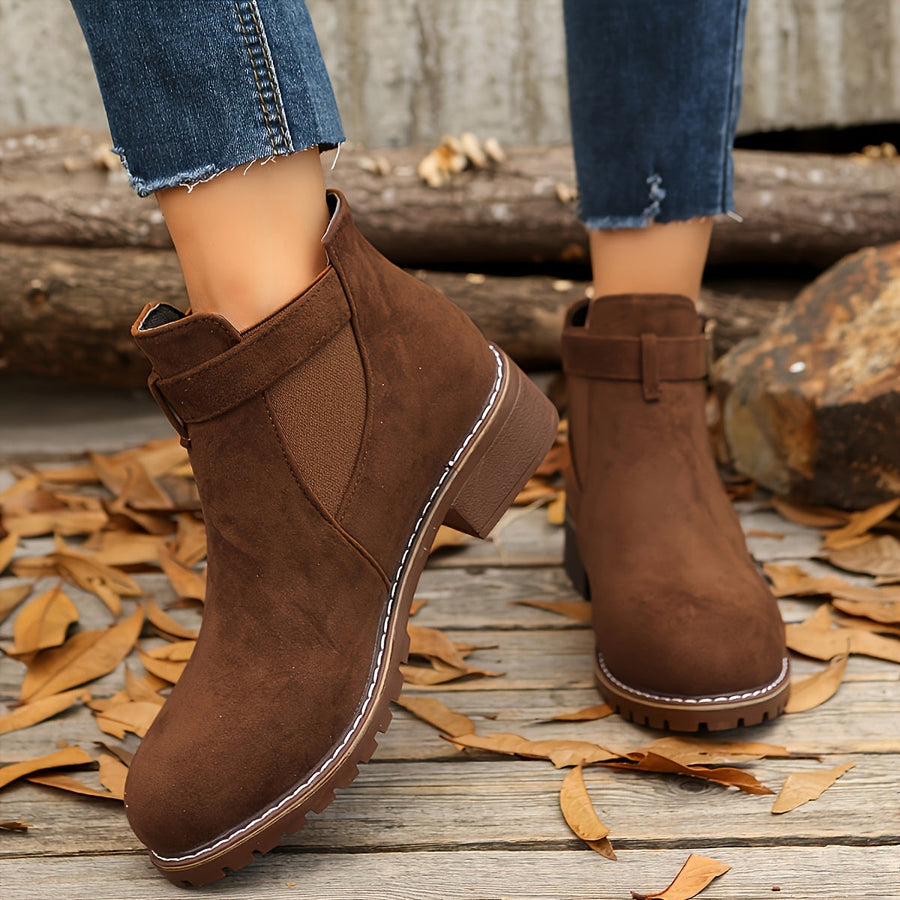 Damen Chelsea Stiefelette mit Schnalle & robustem Absatz