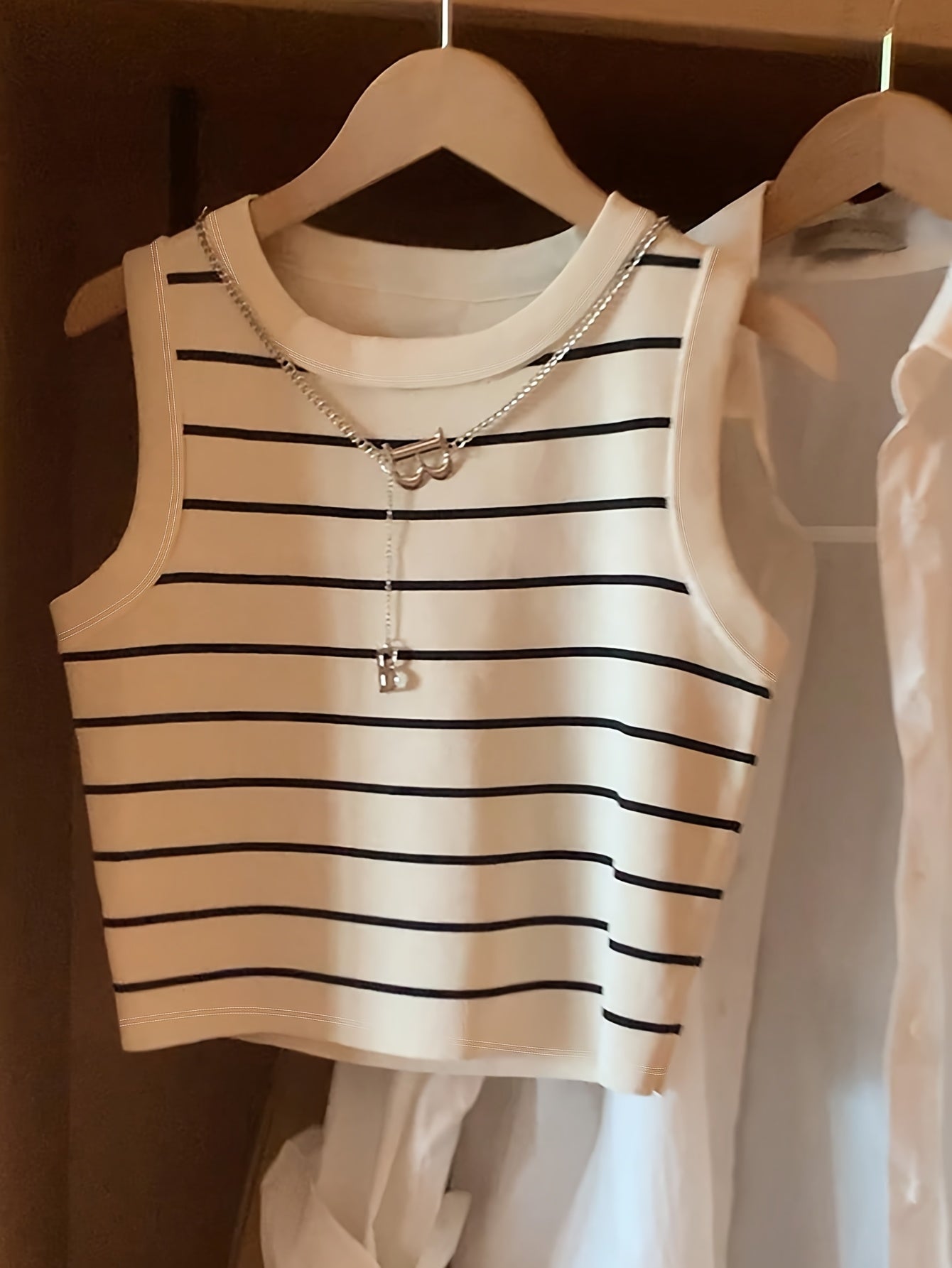 Damen Gestreiftes Ärmelloses Top im Preppy-Stil – Modisches Casual Basic