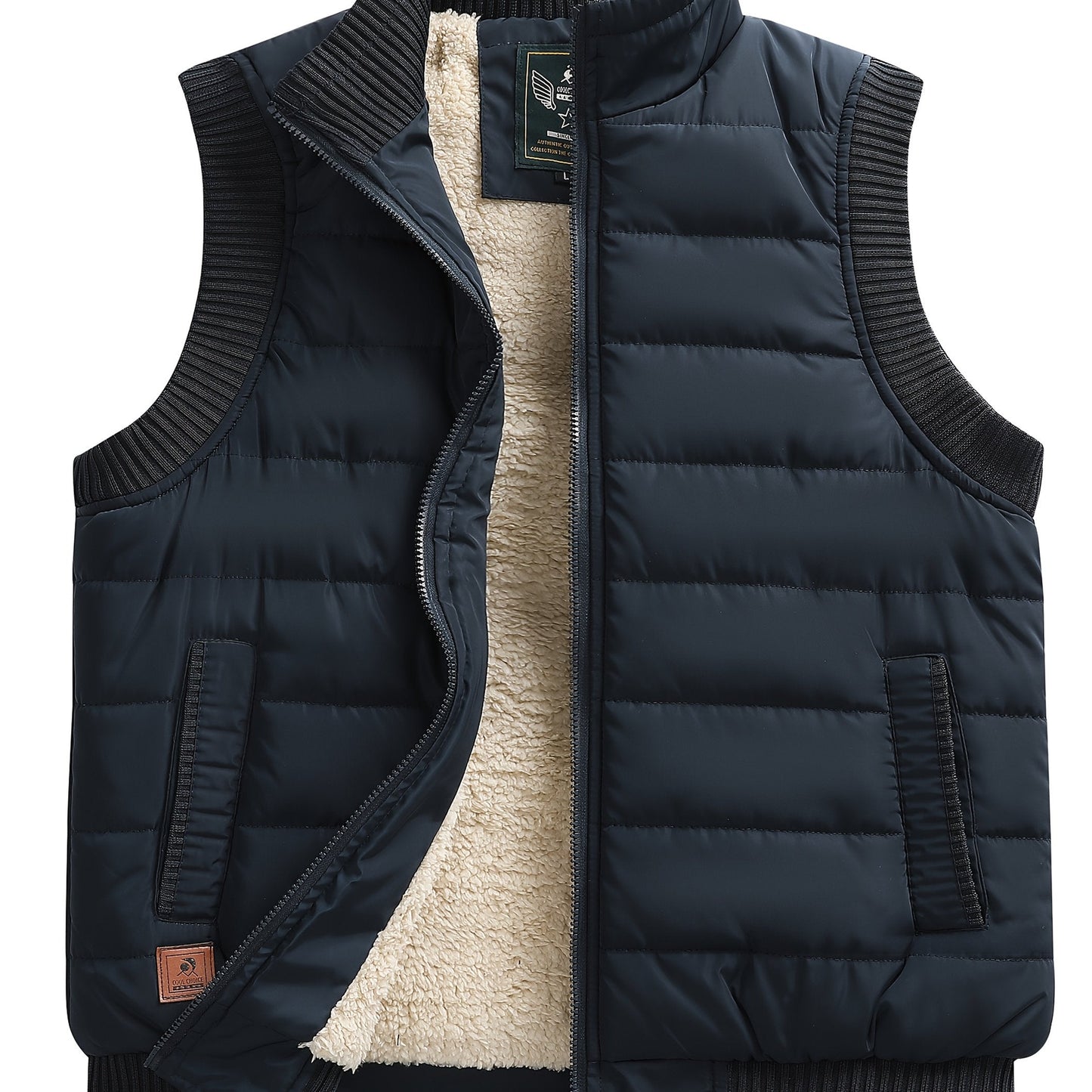 Steppweste mit Stehkragen und Rippstrickdetails - Warm gefüttert - Herren