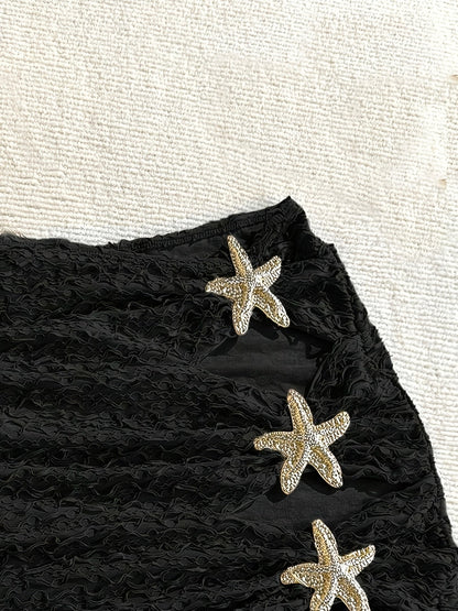 Damen Mini Beachrock mit Seestern-Details und strukturierter Optik – Perfekt für den Strandurlaub