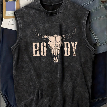 Herren Ärmeloses Western Shirt mit Print – Casual Streetwear für Outdoor und Festivals