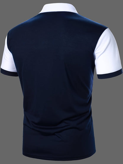 Herren Polohemd Modern Smart-Casual mit Streifen-Design und Brusttasche