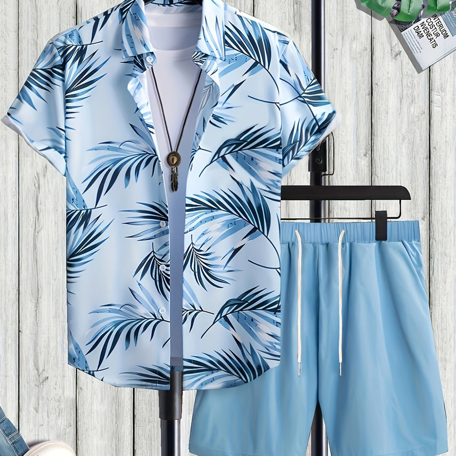 Herren Sommer Set – Tropisches Freizeit Hemd mit Shorts, ideal für Urlaub und Strand