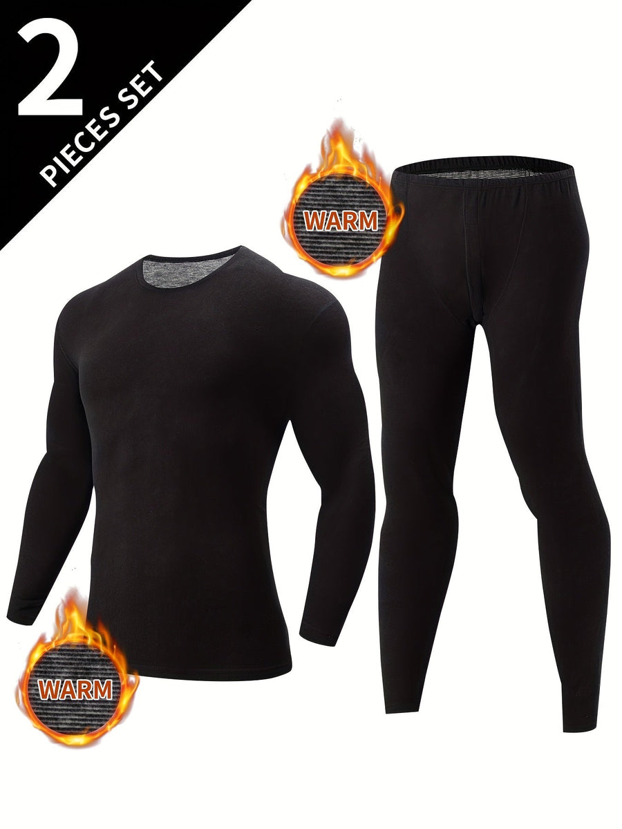 Thermo Unterwäsche Set Herren Schwarz - Langarmshirt und Leggings