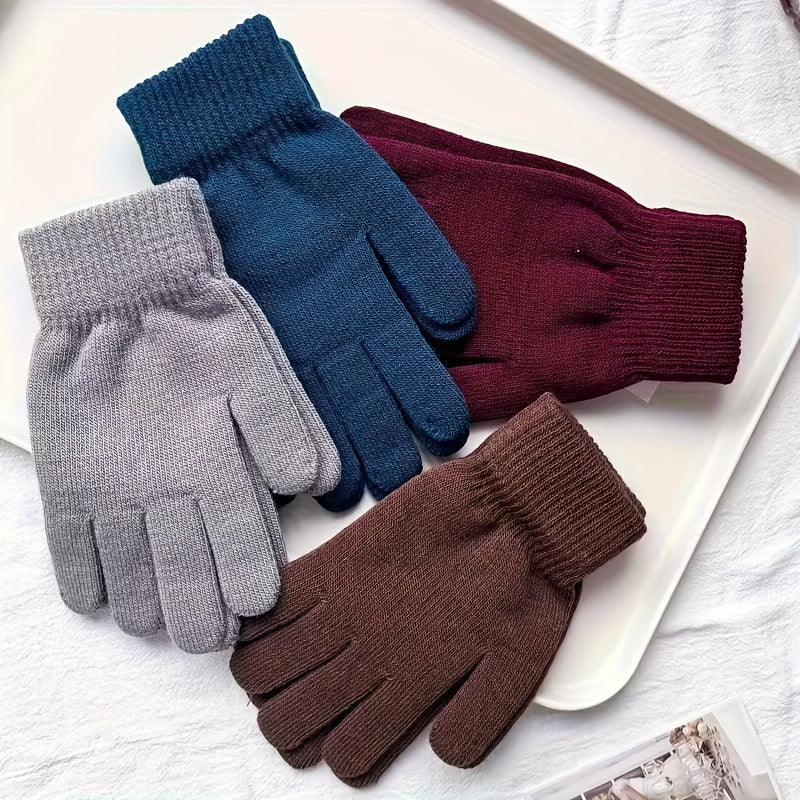 Unisex Strickhandschuhe 5-Finger-Design mit Rippenbündchen