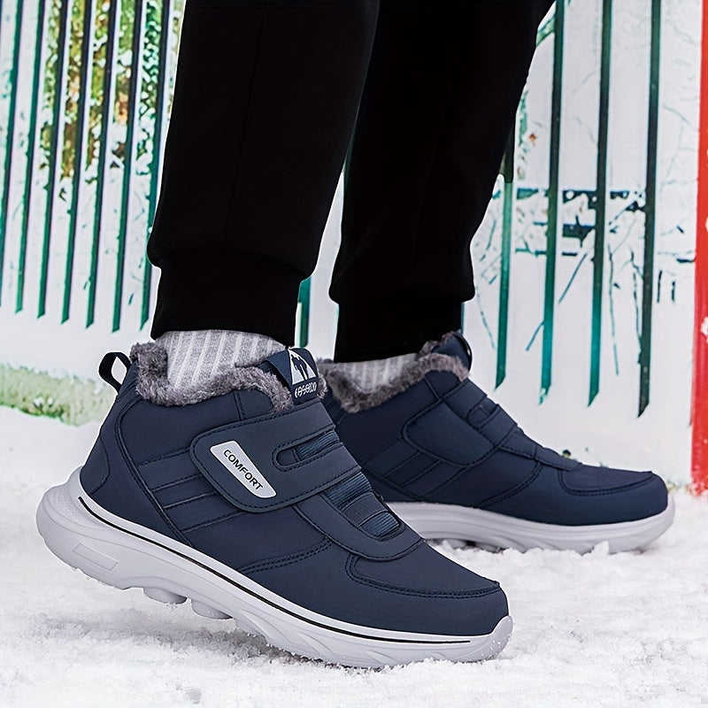 Winterstiefel mit Futter, Klettverschluss, rutschfester Sohle, warm gefütterte Winterschuhe