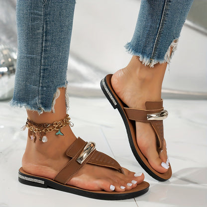 Damen T-Riemen Sandalen Elegant Stil für Strand & Freizeit