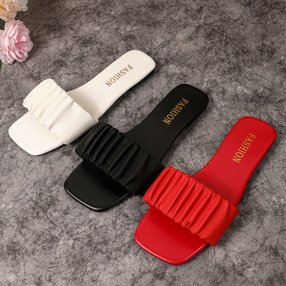 Damen Sommerschlappen mit modischem Riemen und quadratischer Spitze – Elegante Slides für Freizeit und Alltag