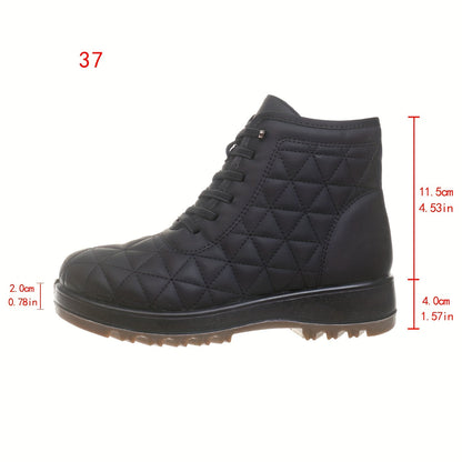 Damen Winterstiefeletten Stepp-Design Profilsohle Schnürung Reißverschluss