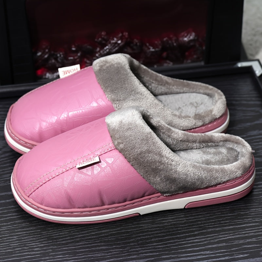 Hausschuhe Unisex, gefüttert, rutschfeste Sohle, bequemer Schlupfschuh für Zuhause