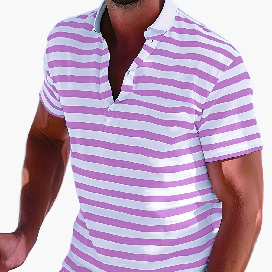 Herren Poloshirt im maritimen Streifen-Look – Perfekt für Freizeit & Segelausflüge