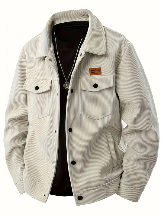 Herren Cordhemd Jacke Freizeit Übergangsjacke mit Knopfleiste & Brusttaschen