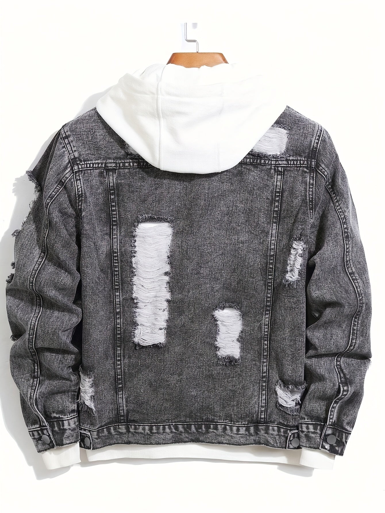 Herren Jeansjacke mit Zerstörungen Schwarz Grau