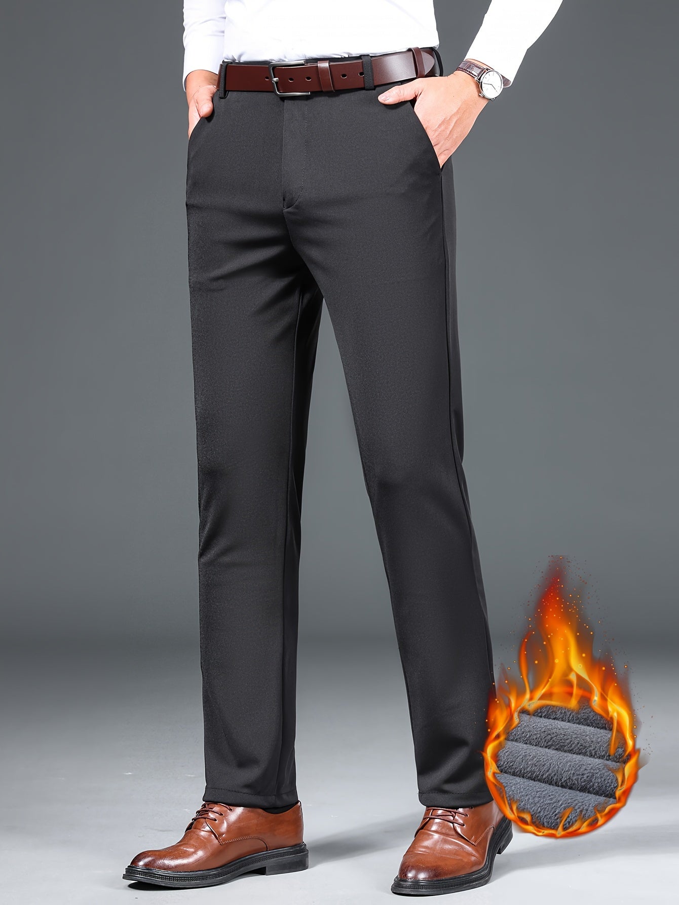 Herren Business-Hose mit warmem Futter – Schwarz, Dunkelblau, Grau