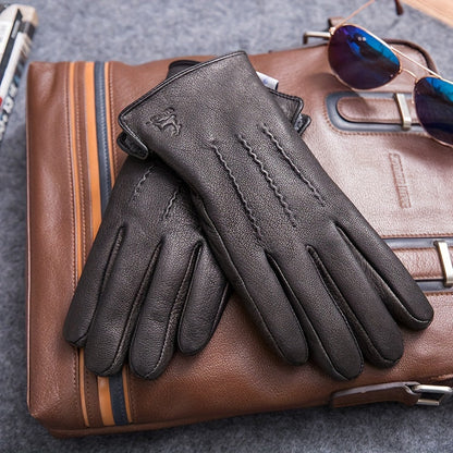 Unisex Handschuhe Schwarz Fingerspitzen Genäht