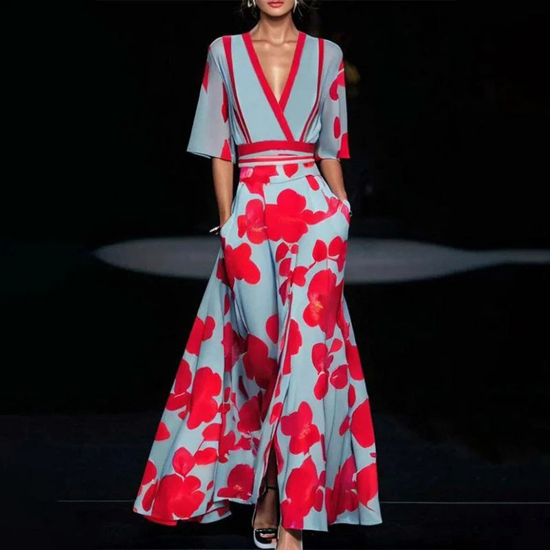 Kathleen – Bedrucktes Plissee-Kleid mit Gürtel