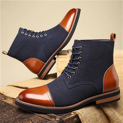 Herren Stiefeletten Schnürschuhe im Chelsea-Stil mit Kontrastkappen
