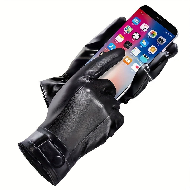 Unisex zwarte handschoenen met riem