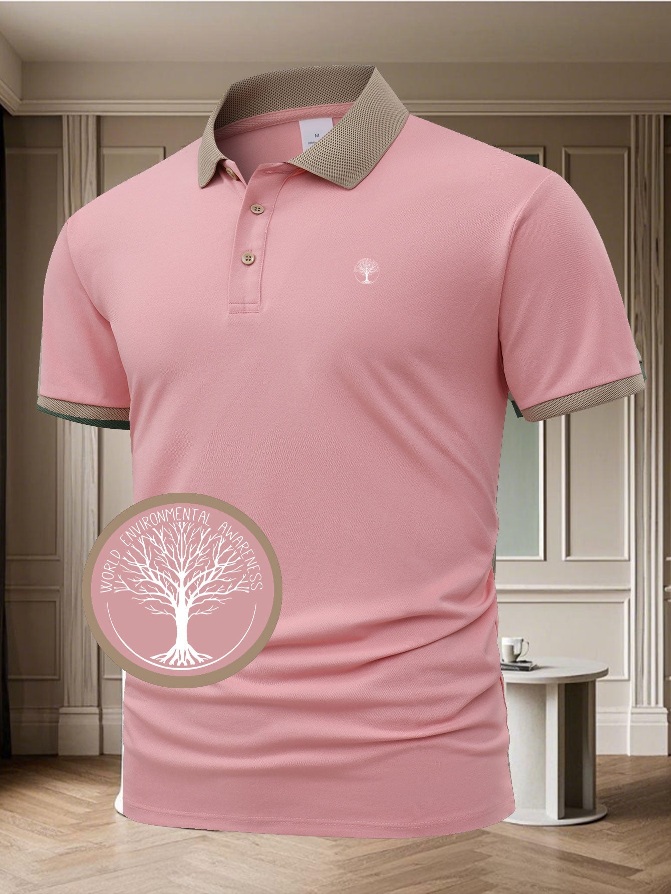 Herren Poloshirt mit Kontrastkragen – Eleganter Freizeit- und Business-Stil, World Environmental Awareness Edition