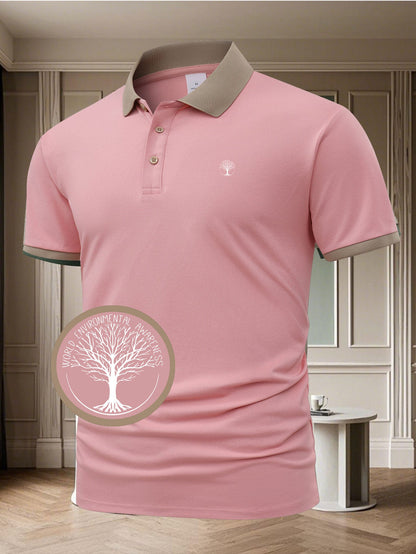 Herren Poloshirt mit Kontrastkragen – Eleganter Freizeit- und Business-Stil, World Environmental Awareness Edition