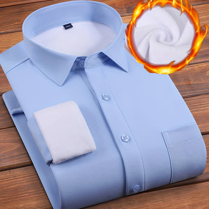 Herren Hemd langärmlig warm gefüttert Winterhemd Freizeithemd mit Brusttasche