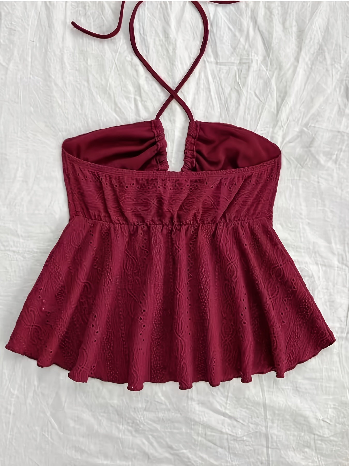 Damen Halter Babydoll Top mit Stickerei – Romantischer Vintage-Look für Freizeit & Urlaub