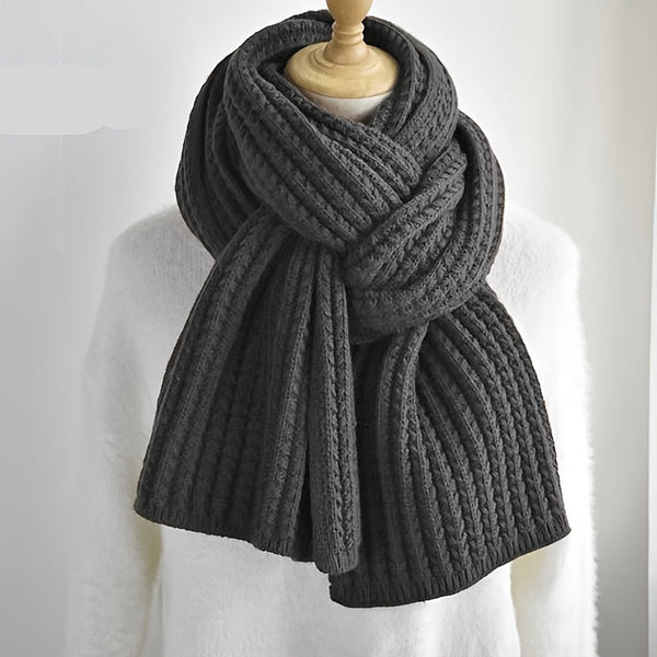 Uniseks gebreide wintersjaal, ribgebreid, zacht en warm, winteraccessoire in verschillende kleuren