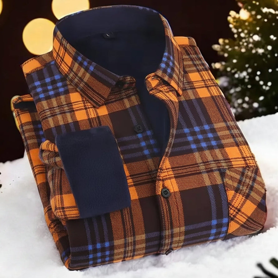 Herren Kariertes Hemd gefüttert Winter Langarm Flanell-Look