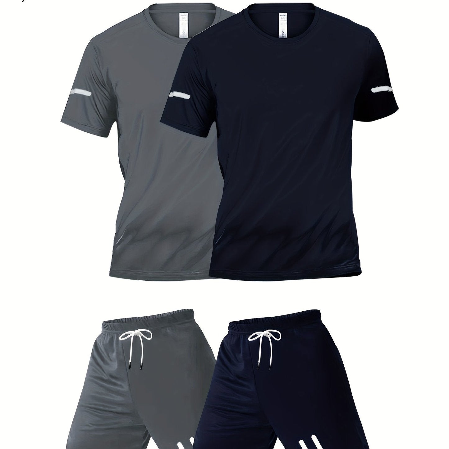 Herren Sport Set 4-teilig – Trainingsanzug für Fitness & Laufen, T-Shirt und Shorts