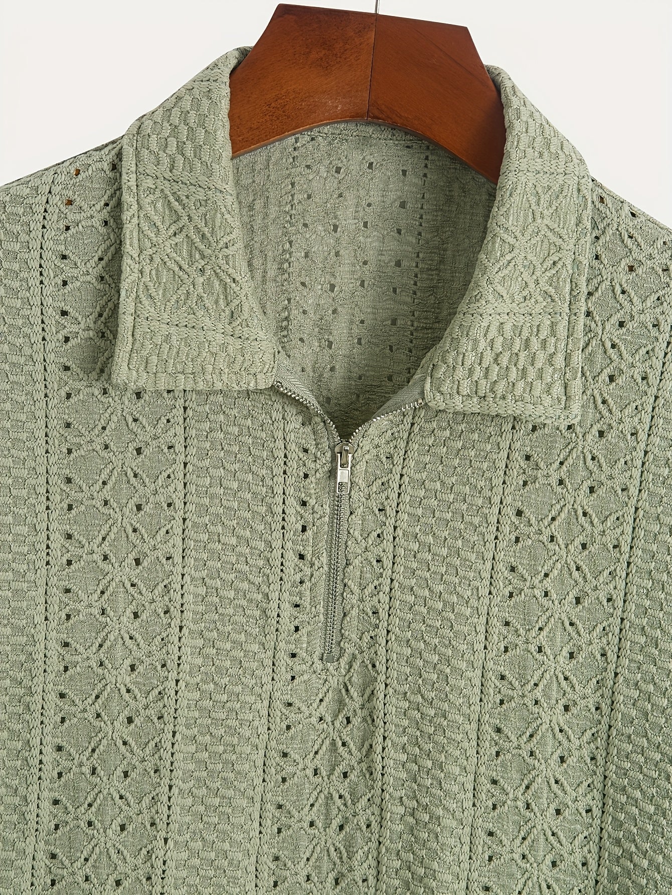 Herren Strickpolo mit Reißverschluss und modernem Strukturmuster – Eleganter Freizeitstil