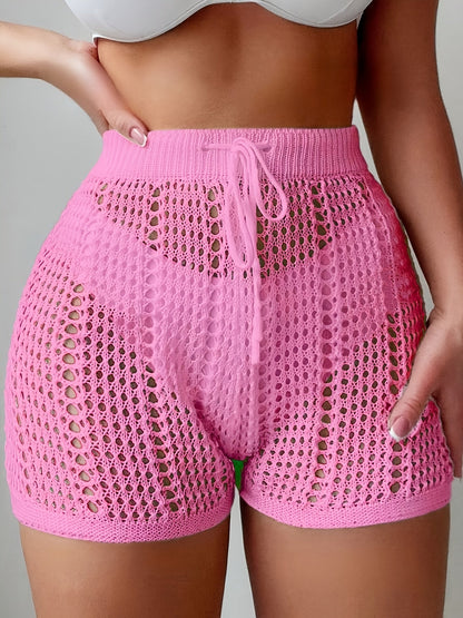 Damen Häkel-Shorts mit High Waist und verstellbarem Bund – Modische Strandshorts für Urlaub und Freizeit