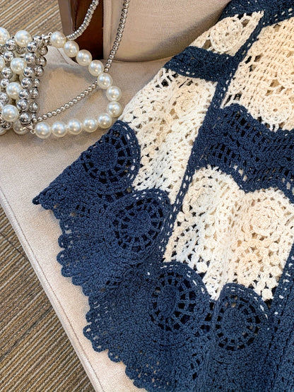Damen Boho Häkel-Top im Vintage Stil – Ärmelloses Oberteil für kreative Sommer-Looks