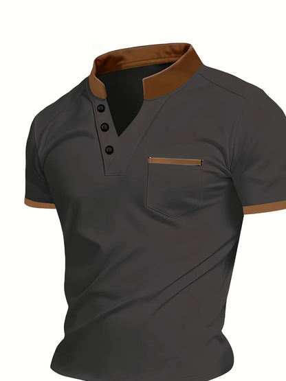 Herren Poloshirt mit Stehkragen und Brusttasche – Moderner Freizeitstil für jeden Anlass