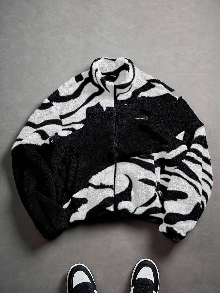 Fleecejacke mit Stehkragen und Reißverschluss, mehrfarbig