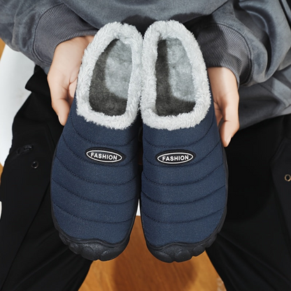 Unisex Winter Pantoffel gesteppt mit warmer Fütterung rutschfeste Sohle