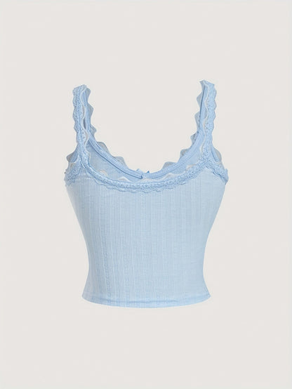 Damen Coquette Stil Spitzentop mit Schleife – Feminines Camisole für Freizeit und Loungewear
