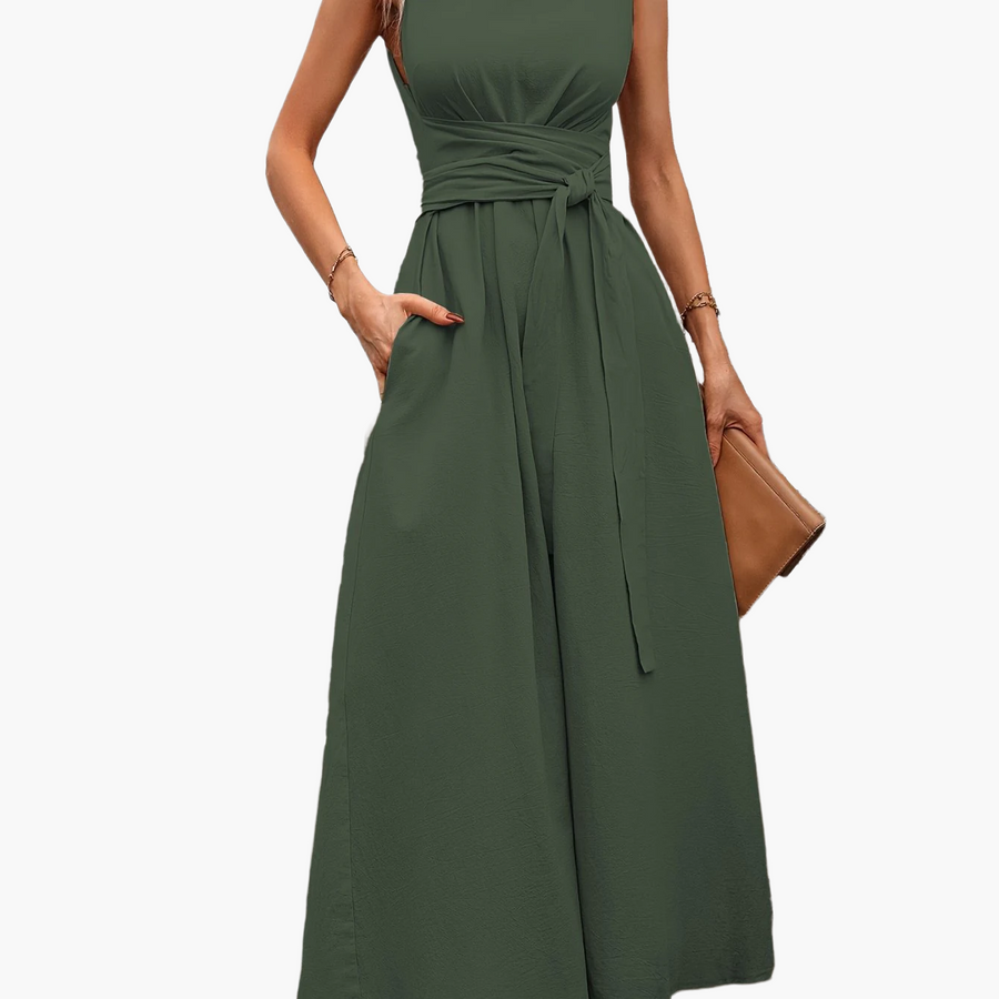 Damen Jumpsuit Elegant Ärmellos mit Gürtel – Perfekt für Alltag und besondere Anlässe