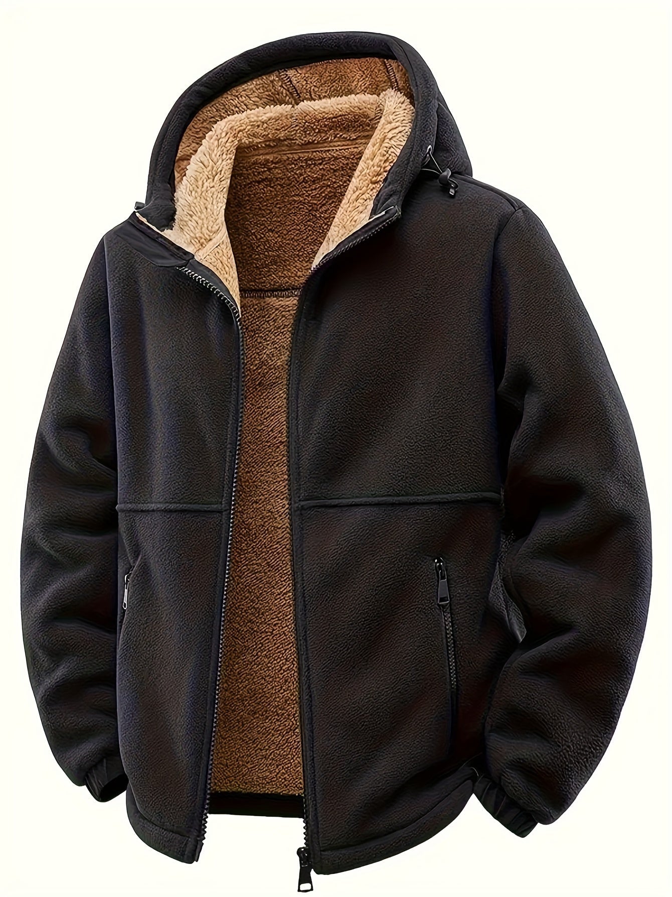 Herren Gefütterte Kapuzenjacke aus Fleece mit Reißverschluss