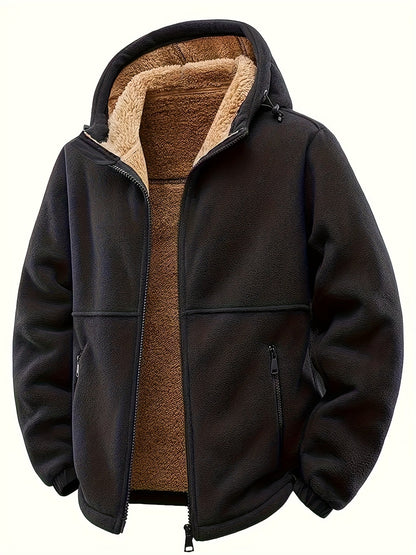 Herren Gefütterte Kapuzenjacke aus Fleece mit Reißverschluss