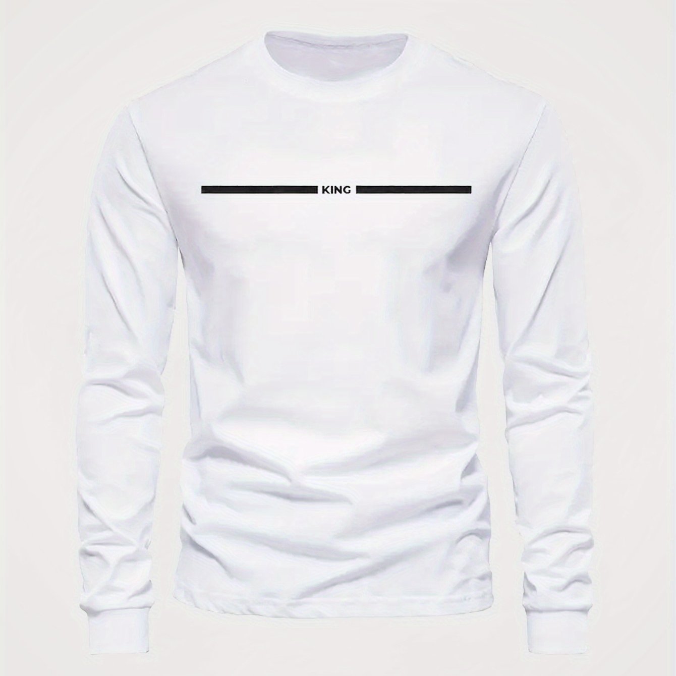 Herren Langarmshirt mit Rundhalsausschnitt und KING-Druck, lässig