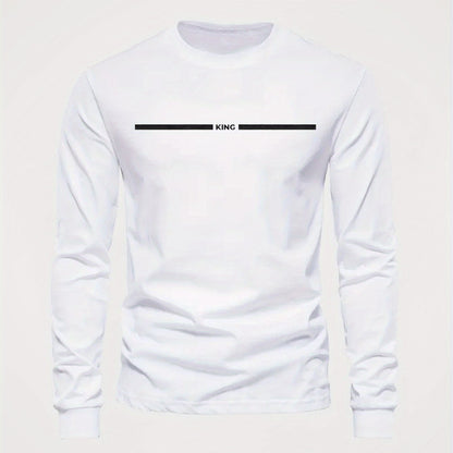 Herren Langarmshirt mit Rundhalsausschnitt und KING-Druck, lässig