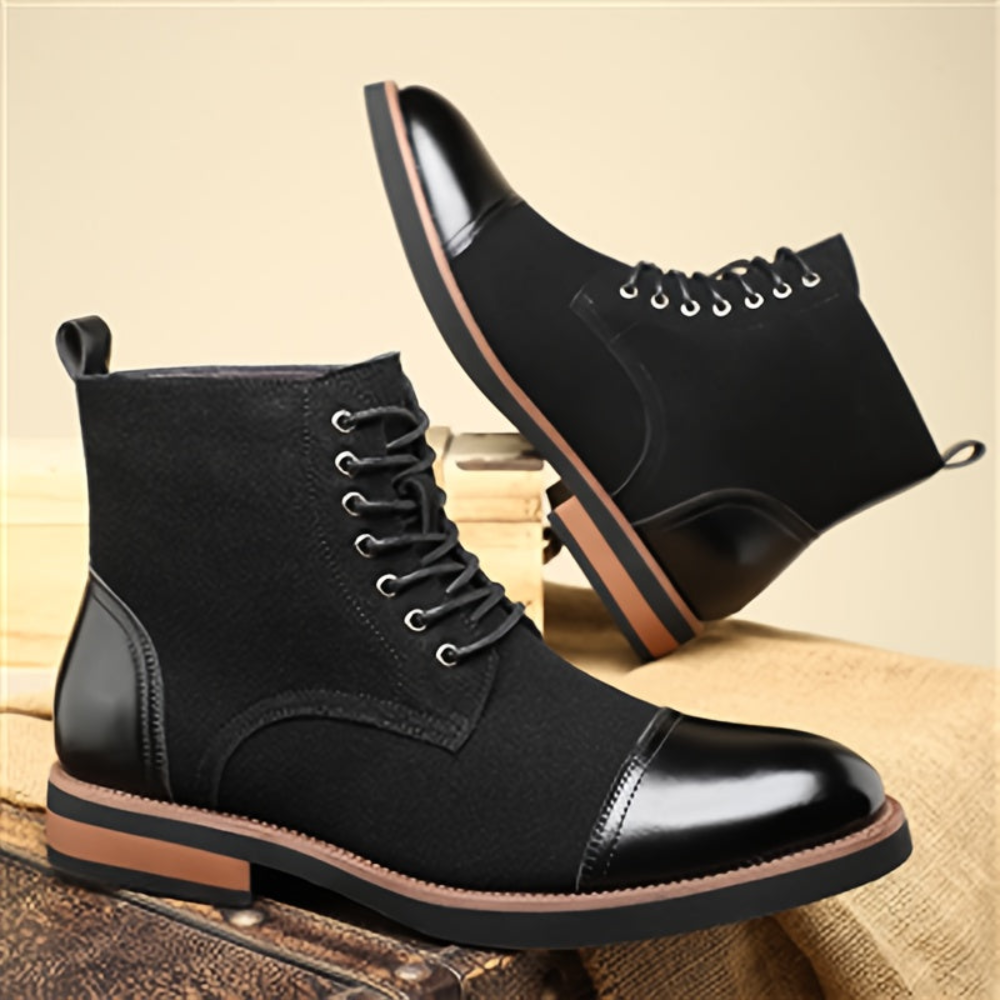 Herren Stiefeletten Schnürschuhe im Chelsea-Stil mit Kontrastkappen