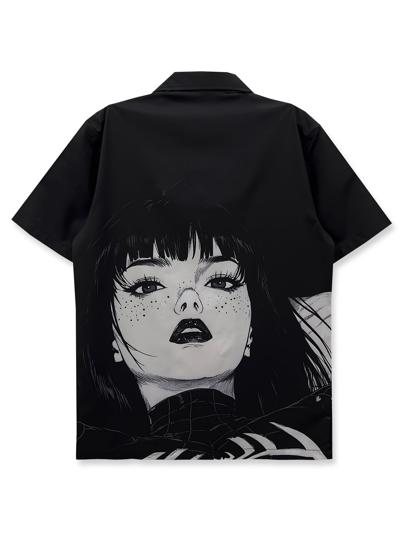 Herren Anime Streetwear Hemd mit Grafikdruck – Künstlerisches Kurzarm Freizeithemd