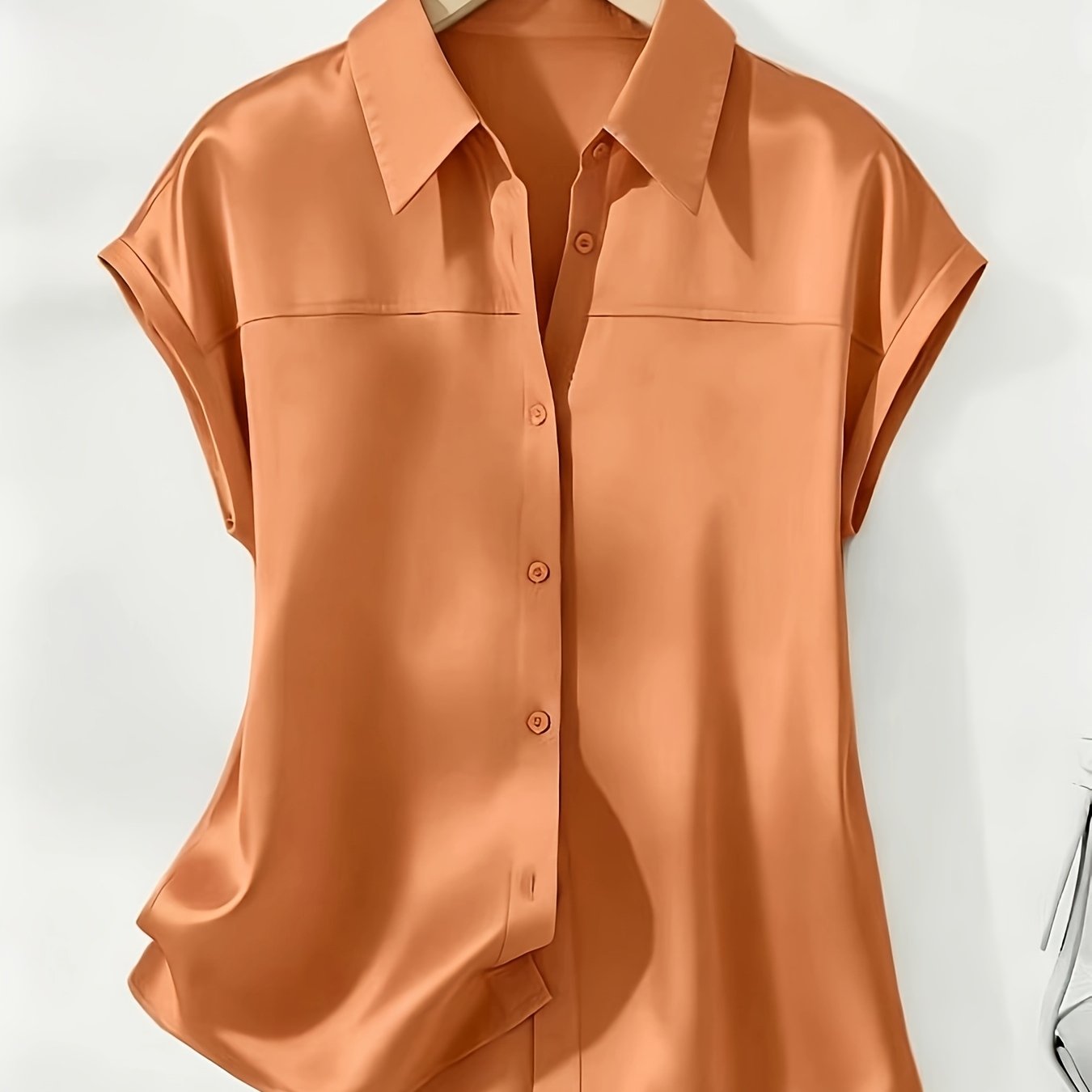 Damen Bluse mit Knopfleiste und Kragen – Elegante Kurzarmbluse für Büro und Alltag
